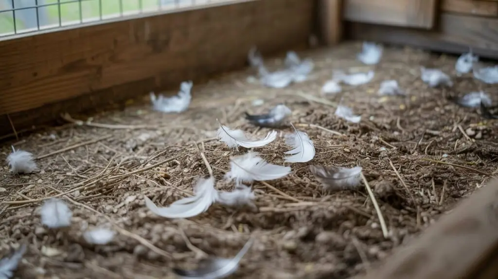 chicken bedding mixed with manure and feathers