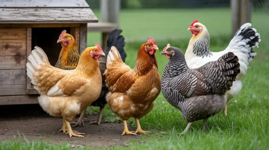 alt="common beginner chicken breeds buff orpington plymouth rock rhode island red sussex"