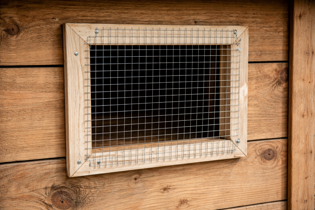 hardware cloth installed on chicken coop for predator protection
